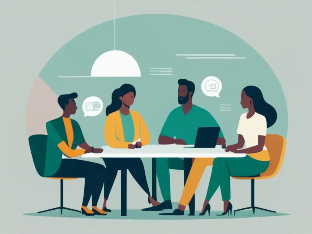 Profesionales discutiendo en mesa Importancia de contactos en admisiones universitarias