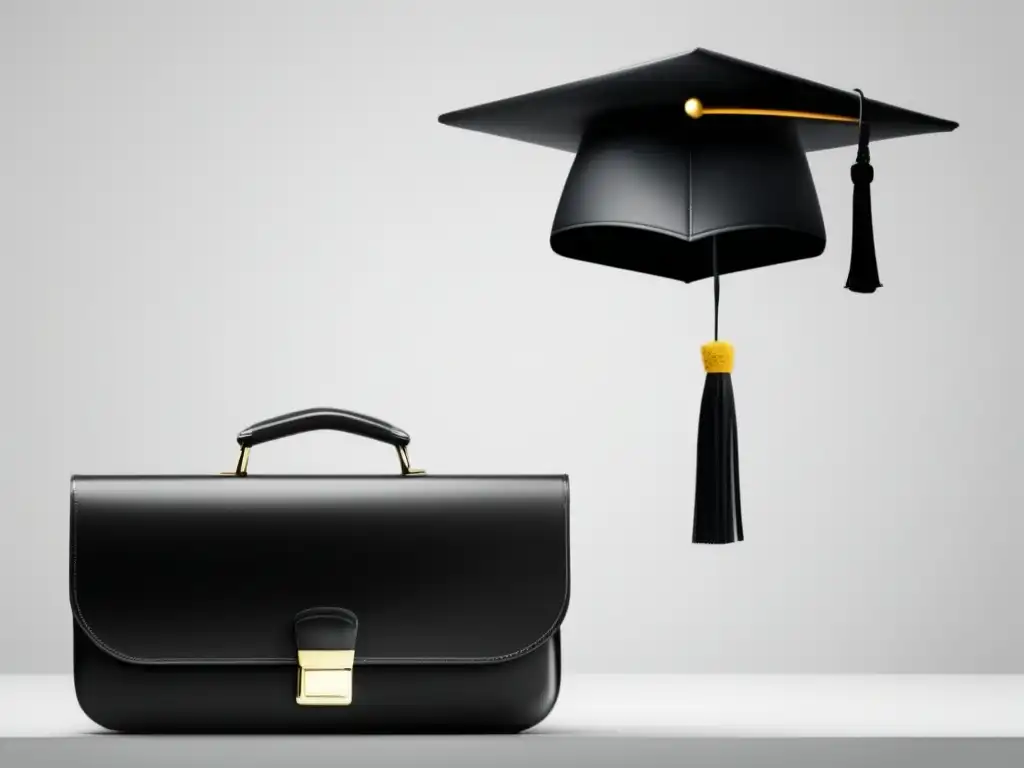 Educación y trabajo: la combinación perfecta Importancia de la experiencia laboral en admisiones universitarias: graduación y trabajo en imagen minimalista