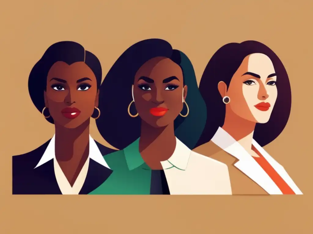 Mujeres exitosas en academia Importancia mujeres admisiones universitarias - Tres mujeres exitosas y diversas en un entorno profesional, radiando poder y rompiendo barreras