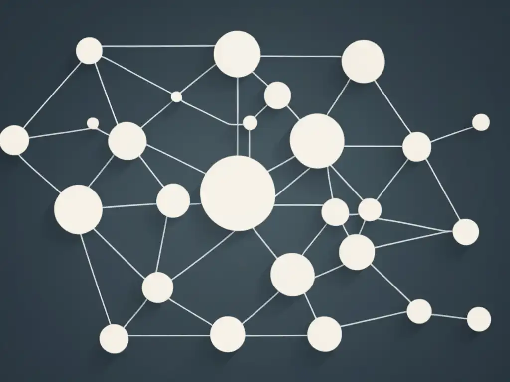 Red de interconexión universitaria Importancia del networking en admisiones universitarias: una imagen minimalista y moderna muestra una red de nodos interconectados, simbolizando la importancia del networking en admisiones universitarias