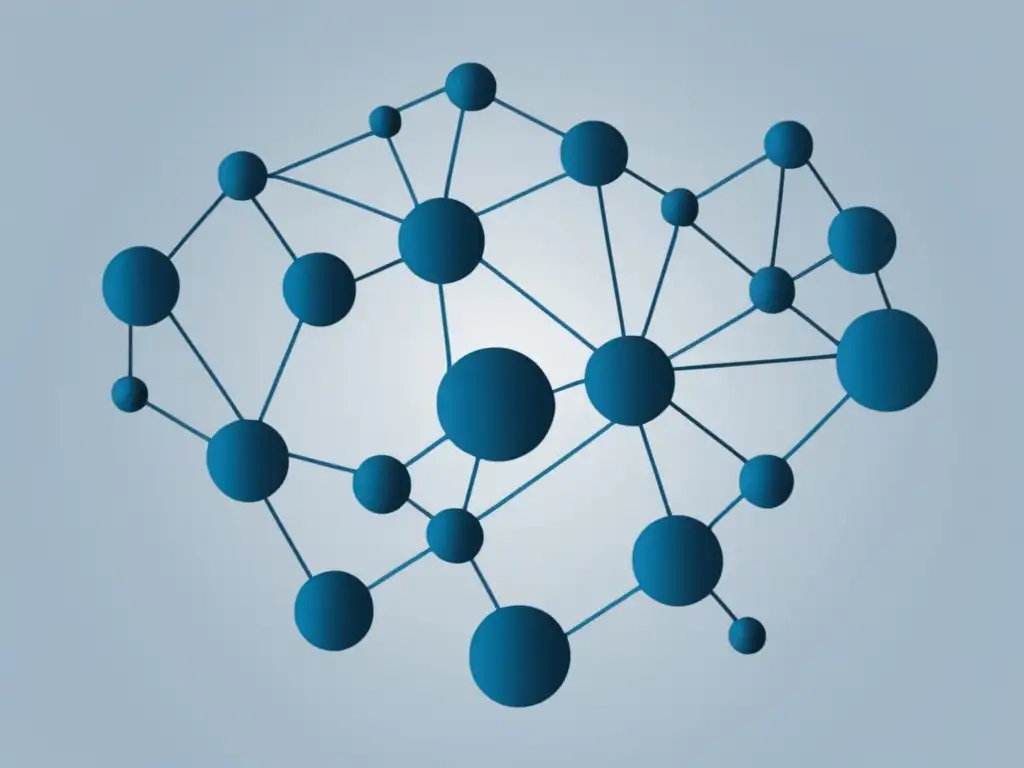Red de conexiones universitarias Importancia del networking en universidad: red interconectada de nodos en tonos azules y grises, diseño minimalista y contemporáneo