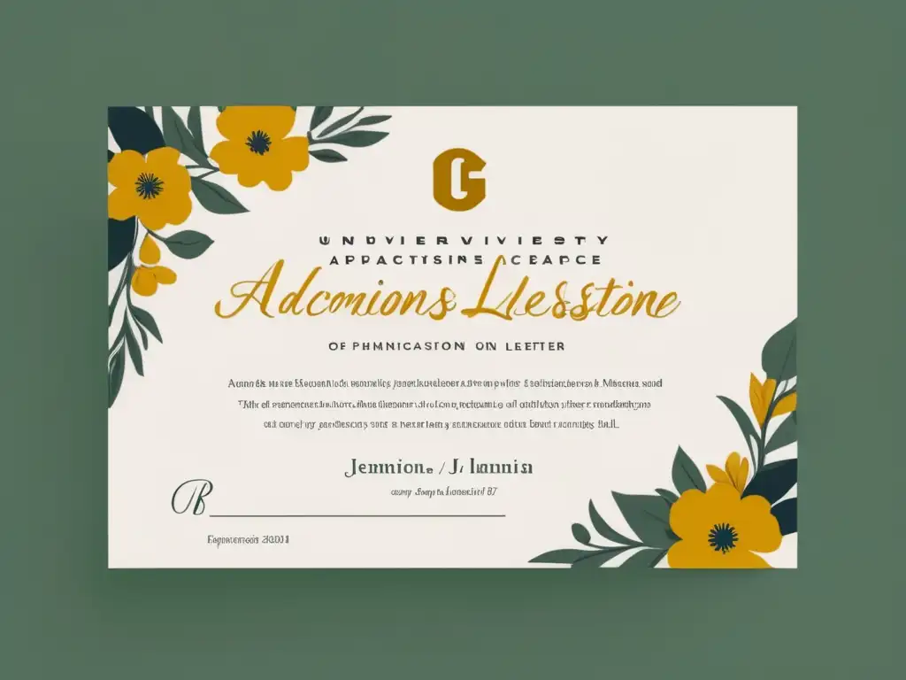 Diseño minimalista de carta de aceptación universitaria Importancia de la nota de agradecimiento en admisiones universitarias