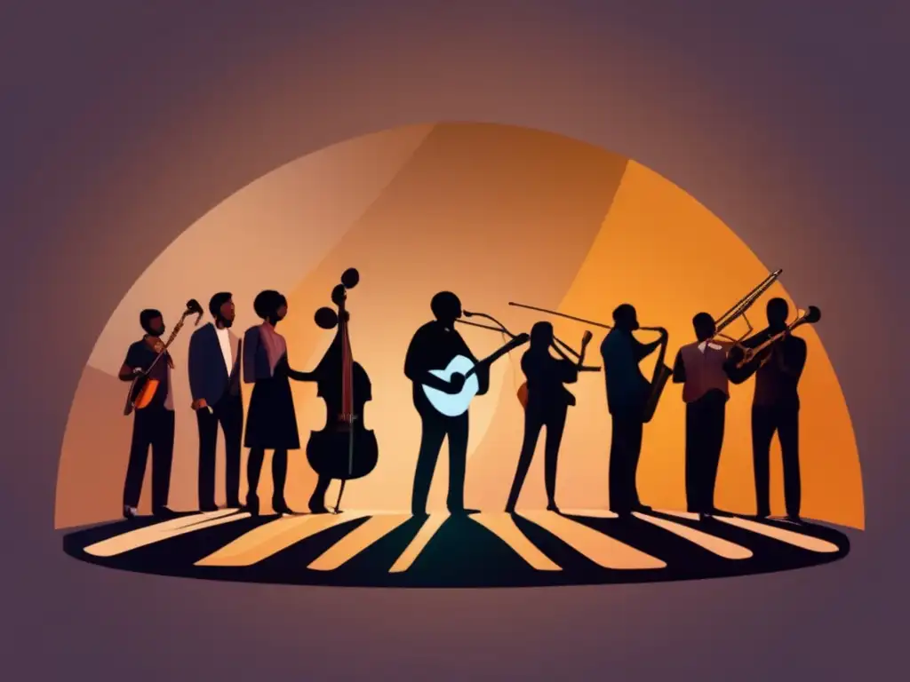 Músicos diversos en un escenario unidos por la música Importancia de la participación en bandas y coros en la aplicación universitaria: música unida, diversa y transformadora