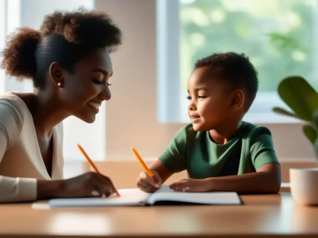 Diálogo abierto y apoyo familiar Importancia de la participación de los padres en la preparación del examen de admisión: padre e hijo dialogando en un estudio luminoso