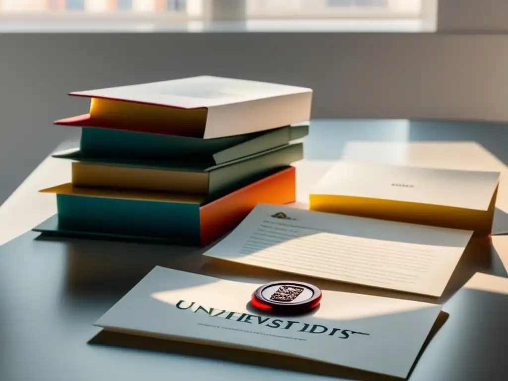 Cartas de recomendación elegantes y profesionales Importancia de recomendaciones universitarias: mesa blanca con cartas selladas con sellos de universidades prestigiosas