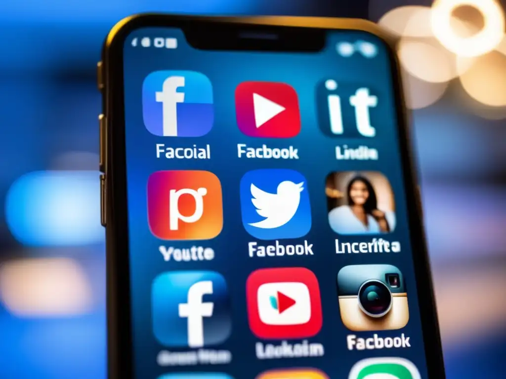 Iconos de redes sociales en pantalla de smartphone Importancia de redes sociales en admisiones universitarias
