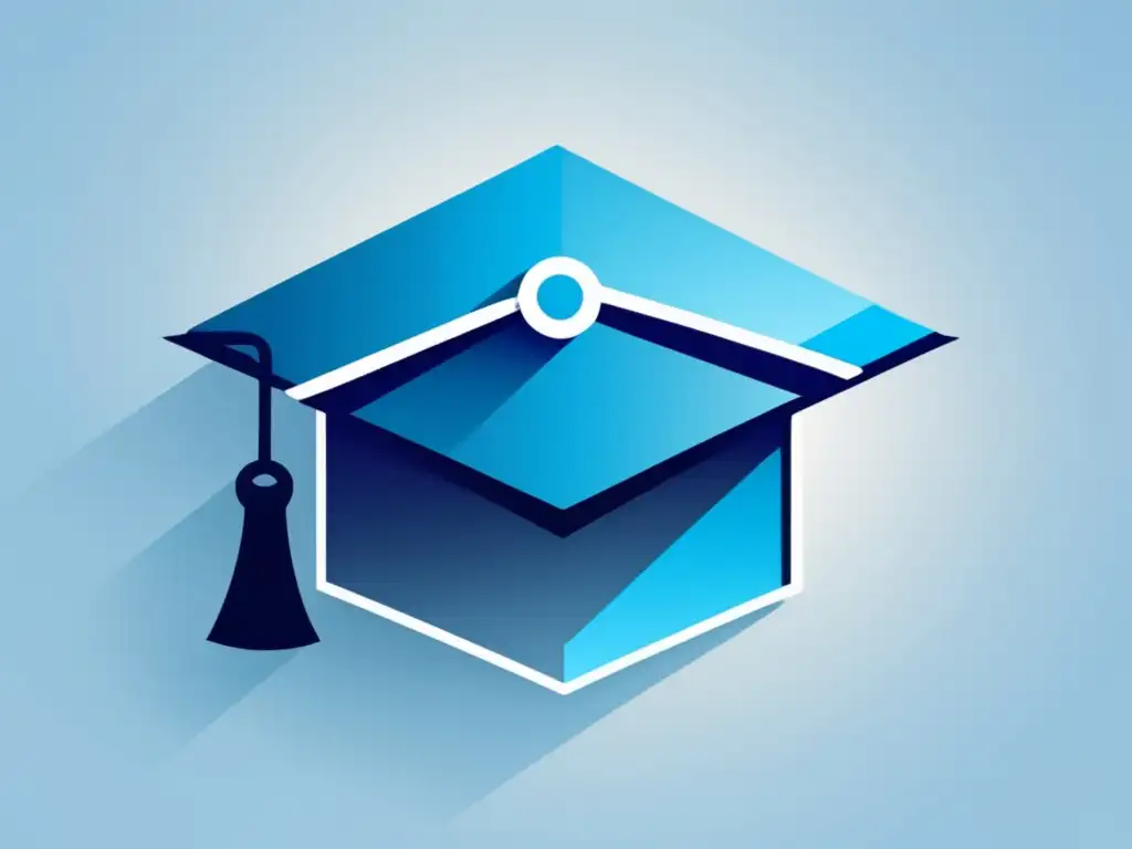 Elección universitaria y carreras profesionales Importancia elección universitaria: diseño minimalista, fondo gradiente azul, gorro blanco representando logro, íconos profesiones