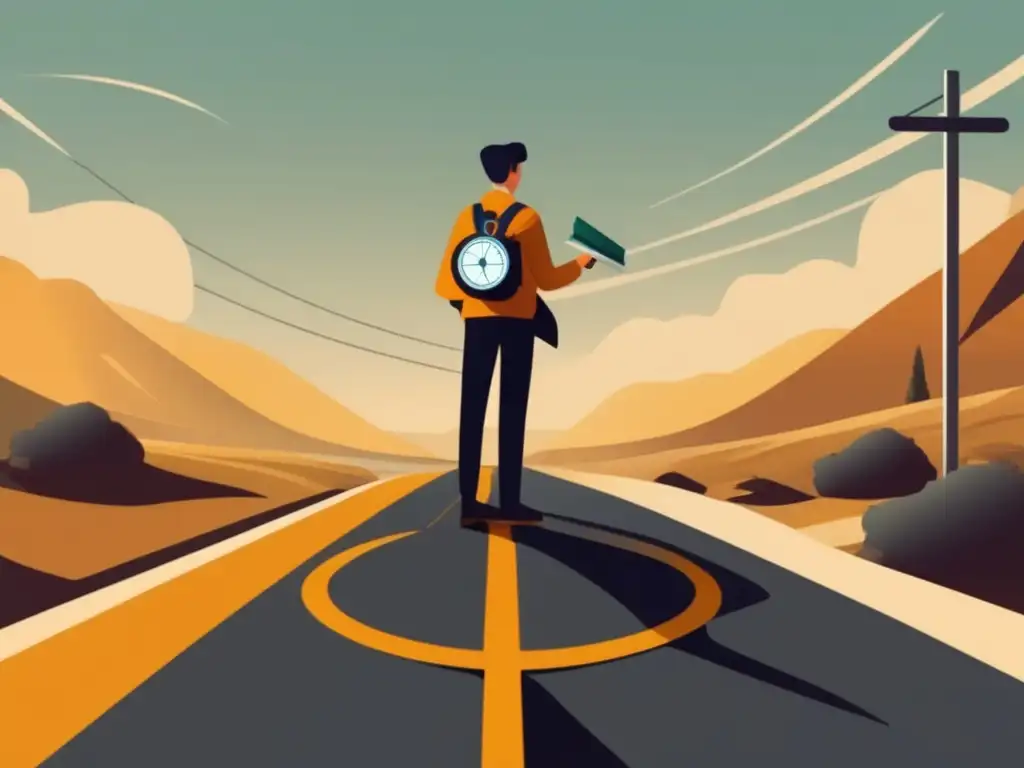 Influencia familiar en elección de carrera Ilustración: Persona joven en una encrucijada profesional, simbolizando la influencia familiar en elección de carrera
