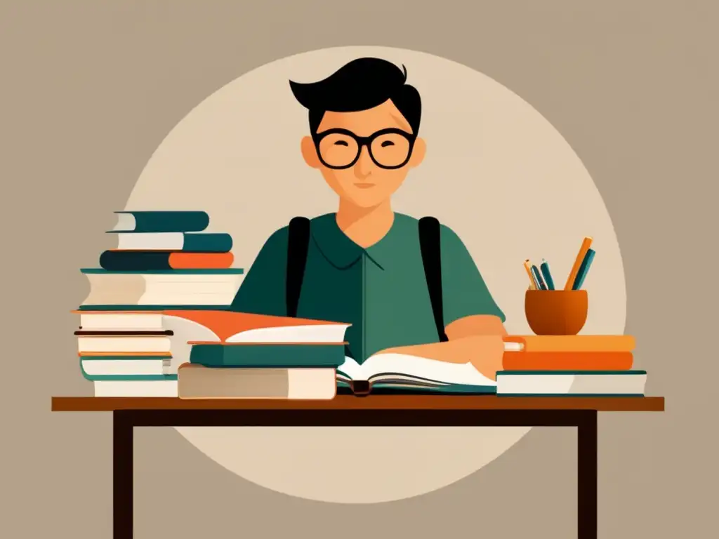Estudiante concentrado preparándose para exámenes Joven estudiante concentrado, preparándose para exámenes de admisión: Estrategias psicológicas para superar la ansiedad