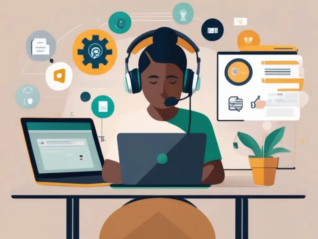 Estudiante explorando carreras - Joven estudiante en un entorno virtual de orientación vocacional universitaria online