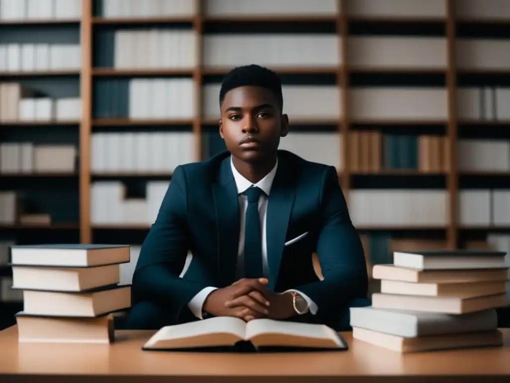 Joven estudiante preparado para entrevista Joven estudiante preparado, controlando nervios en entrevista universitaria