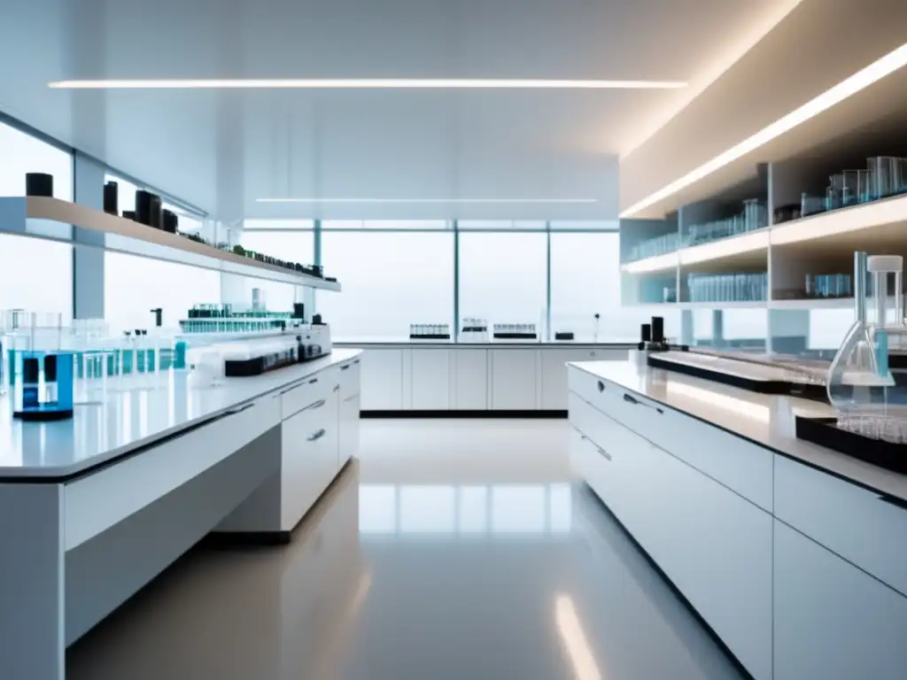 Laboratorio minimalista con equipo moderno y líneas limpias Un laboratorio minimalista con equipamiento moderno y líneas limpias