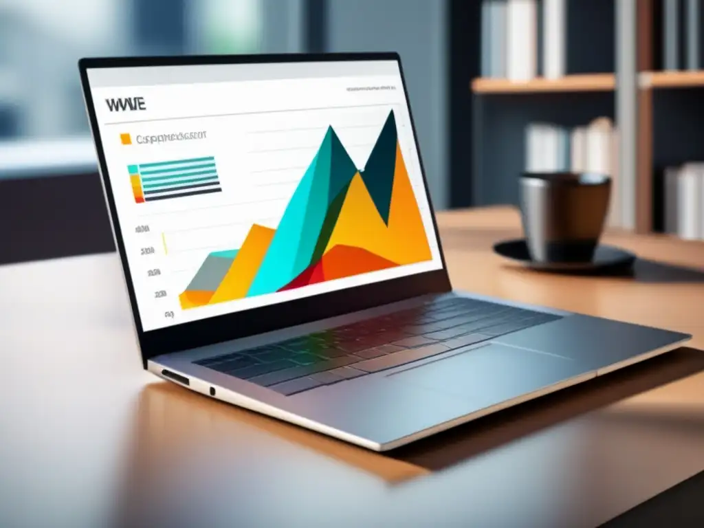 Logros académicos y profesionales Laptop en escritorio minimalista con gráfico de logros académicos y profesionales