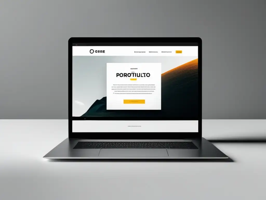Portafolio web profesional en laptop Laptop minimalista en escritorio blanco, portafolio profesional y estético