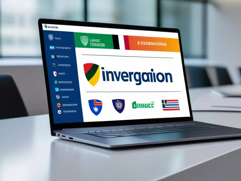 Laptop universidades internacionales y transferencias Laptop minimalista con logos universitarios internacionales, destacando proceso de convalidaciones (110 caracteres)
