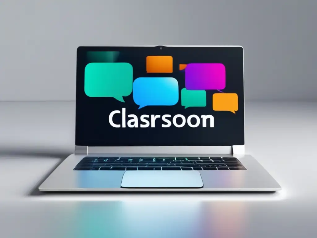 Laptop educativo en aula virtual Laptop minimalista con pantalla vibrante en aula virtual