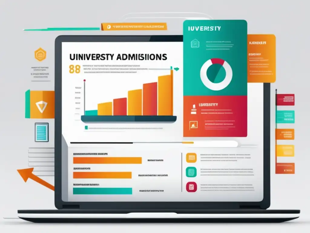 Infografía sobre proceso de admisiones universitarias Laptop minimalista con infografía de proceso de admisiones universitarias