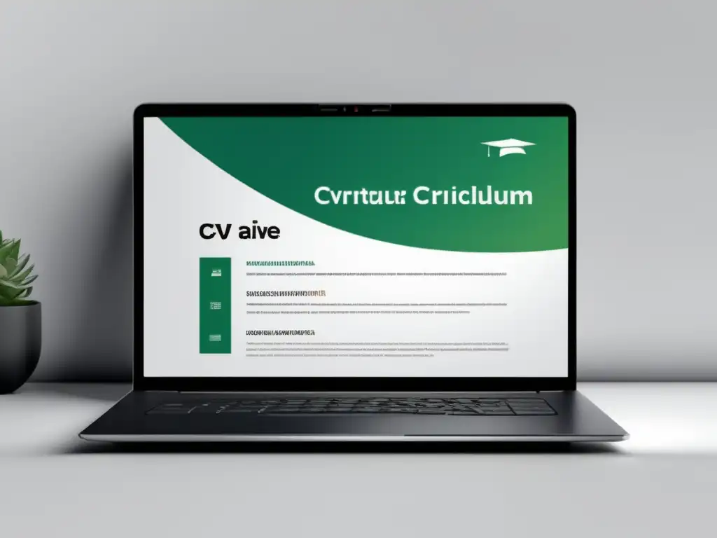 Laptop moderno con CV creativo Laptop moderno con CV diferenciado: Currículum universitario diferenciación estratégica