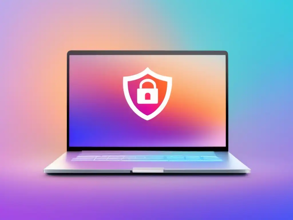 Laptop moderno con seguridad y privacidad Laptop moderno con diseño minimalista y herramientas tecnológicas para proteger privacidad estudiantil