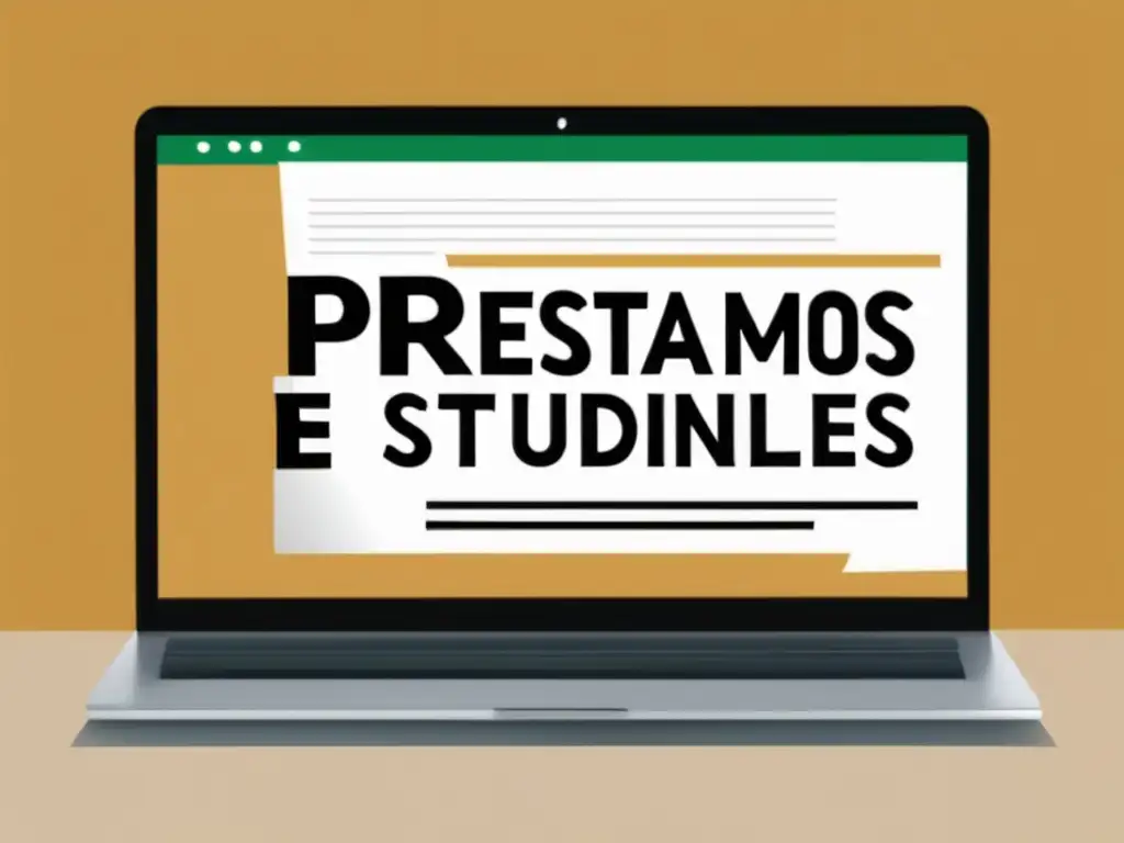 Laptop con form Préstamos Estudiantiles Laptop moderno con documentos: Préstamos Estudiantiles Sin Aval