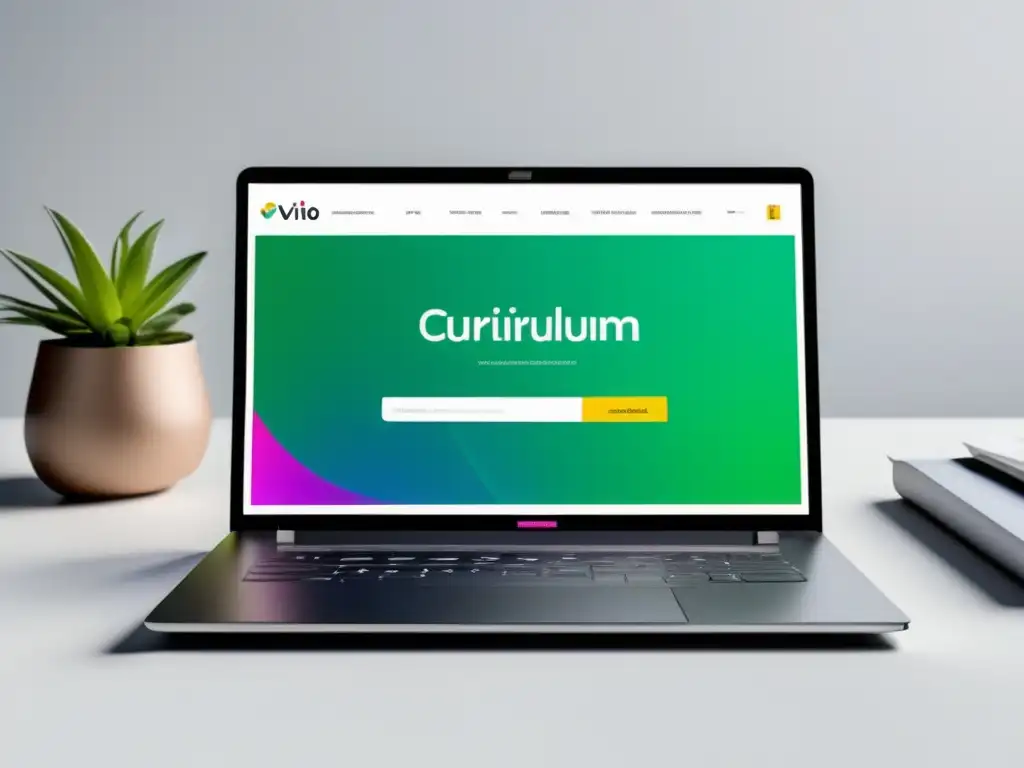 Portafolio digital: currículo vivo Laptop moderno en un escritorio blanco, mostrando
