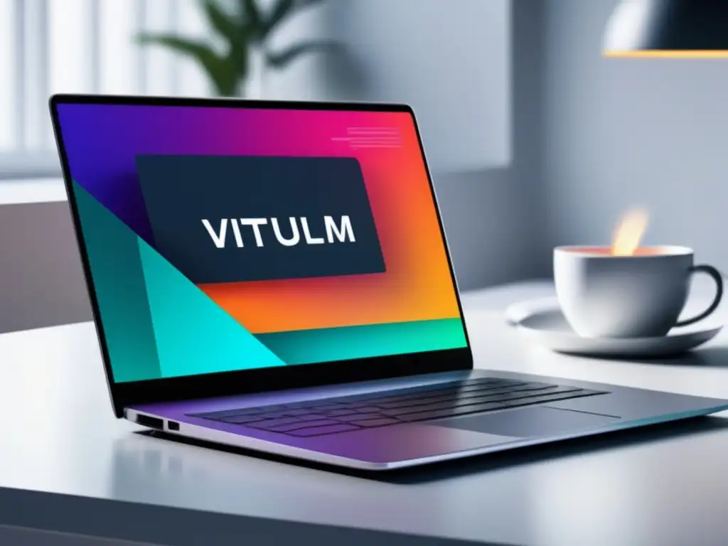 Currículum vitae optimizado en laptop moderno Laptop moderno en escritorio blanco: Proceso de admisiones universitarias