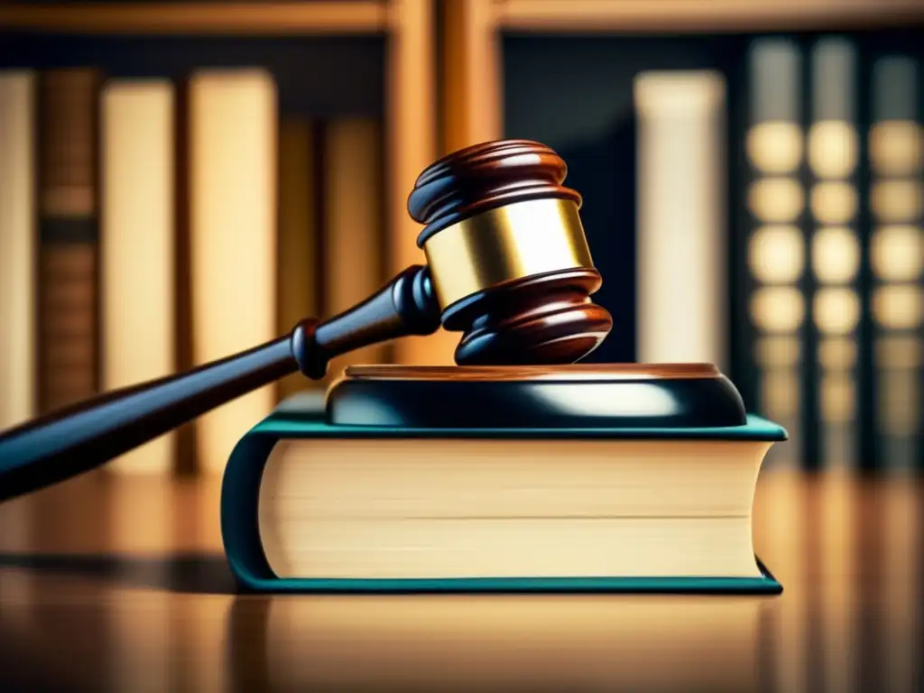 Justicia universitaria: Gavel y libros de ley Gavel y libros de derecho representando estrategias legales para admisiones universitarias