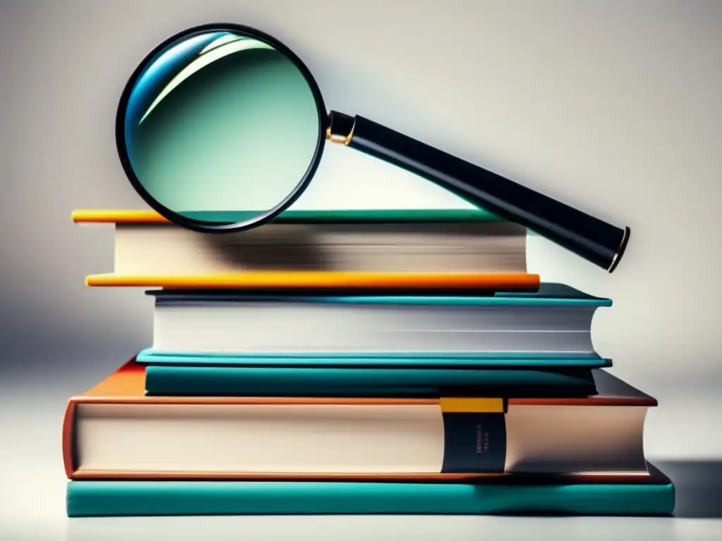 Libros y lupa: símbolo de examen y búsqueda Libros con lupa: Sistema de puntaje en exámenes de admisión universitaria