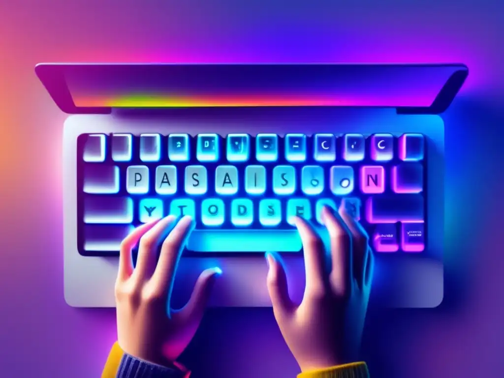 Manos escribiendo palabras emocionales Manos en teclado con palabras emocionales: Cómo crear currículums emocionales