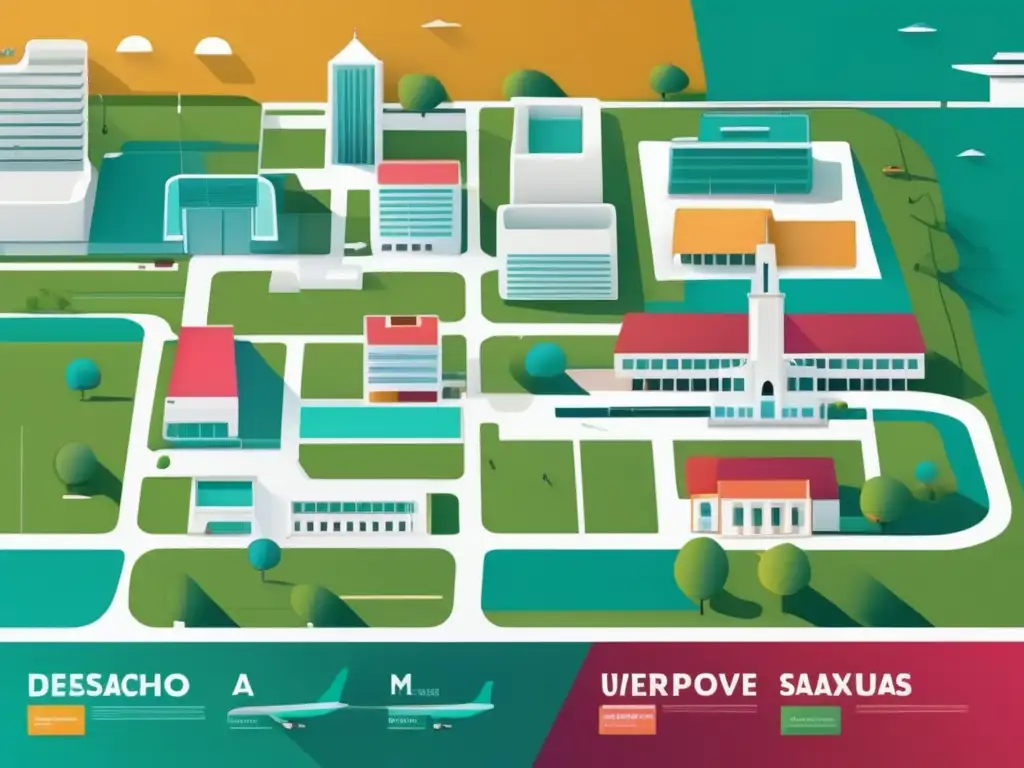 Mapa moderno y vibrante de campus universitario Mapa universitario: Maximiza beneficios visitas universitarias