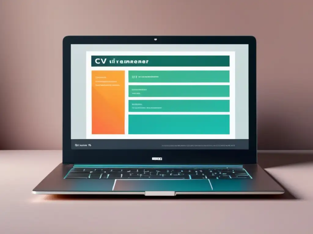 CV personalizado para MOOC en laptop minimalista Laptop minimalista muestra CV personalizado para MOOCs: Importancia de adaptar CV y destacar trabajos y recomendaciones