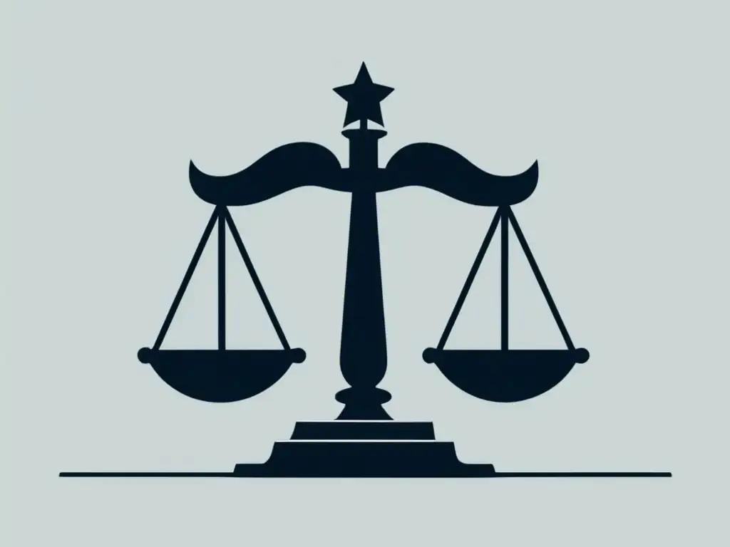 Ilustración minimalista de la balanza de la justicia Ilustración minimalista de las escalas de justicia en el caso de admisiones universitarias con antecedentes criminales