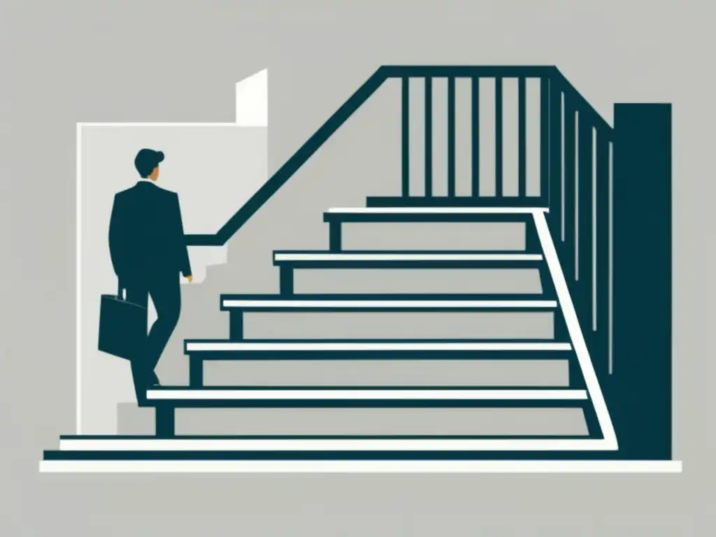 Desafíos en acceso a la educación superior Ilustración minimalista de una escalera que representa los desafíos de las pruebas de admisión universitaria