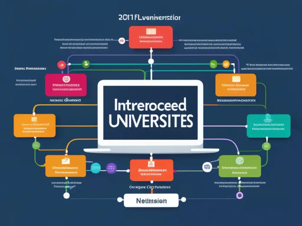 Flujo de universidades interconectadas Laptop minimalista muestra flujo transferencia universitaria, resaltando beneficios de acuerdos -