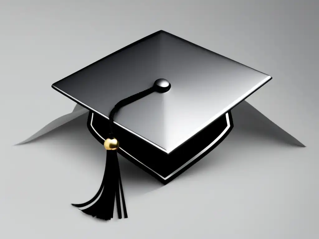 Diseño minimalista y moderno Graduación minimalista con gorro plateado y elegante tassel negro