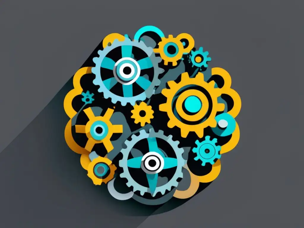 Cerebro de engranajes para pensamiento crítico Ilustración minimalista y moderna del cerebro con habilidades de pensamiento crítico para el examen de admisión
