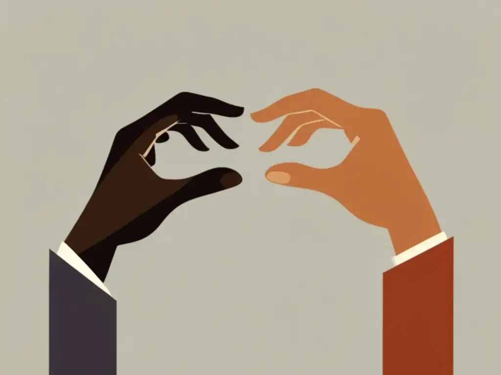 Resolución de conflictos: Manos en conflicto Ilustración minimalista y moderna de manos en conflicto, representando diferentes perspectivas en la convivencia universitaria