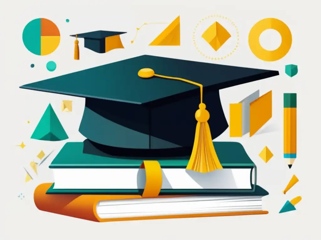 Portafolio universitario equilibrado y profesional Ilustración minimalista y moderna de un portafolio estilizado con elementos que representan diferentes áreas de estudio