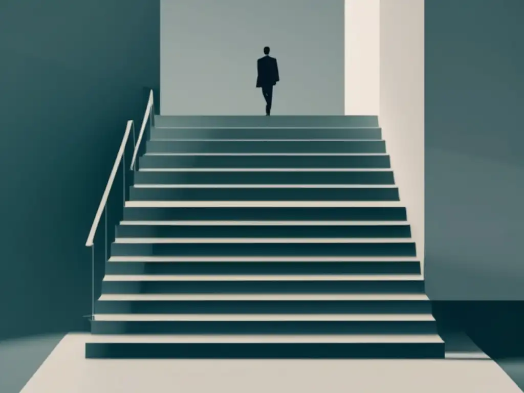 El camino del éxito: abrazando los fracasos como oportunidades Ilustración minimalista de una persona en una escalera representando el fracaso en la educación universitaria