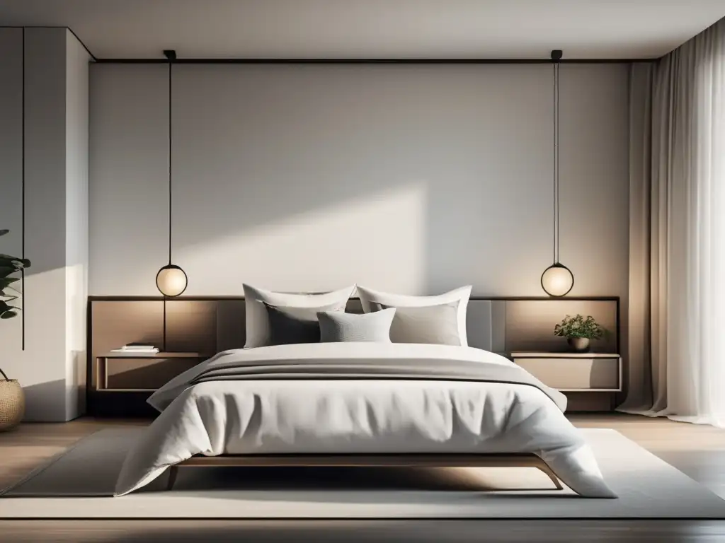 Dormitorio minimalista para relajación y sueño Habitación minimalista para relajación antes de exámenes