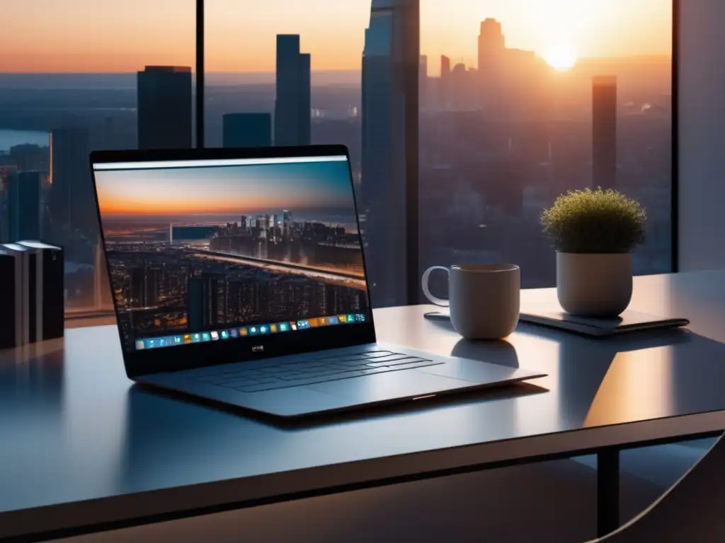 Espacio de trabajo minimalista con vista urbana Workspace minimalista 8k con vista urbana - Elección de profesión basada en talentos y pasiones