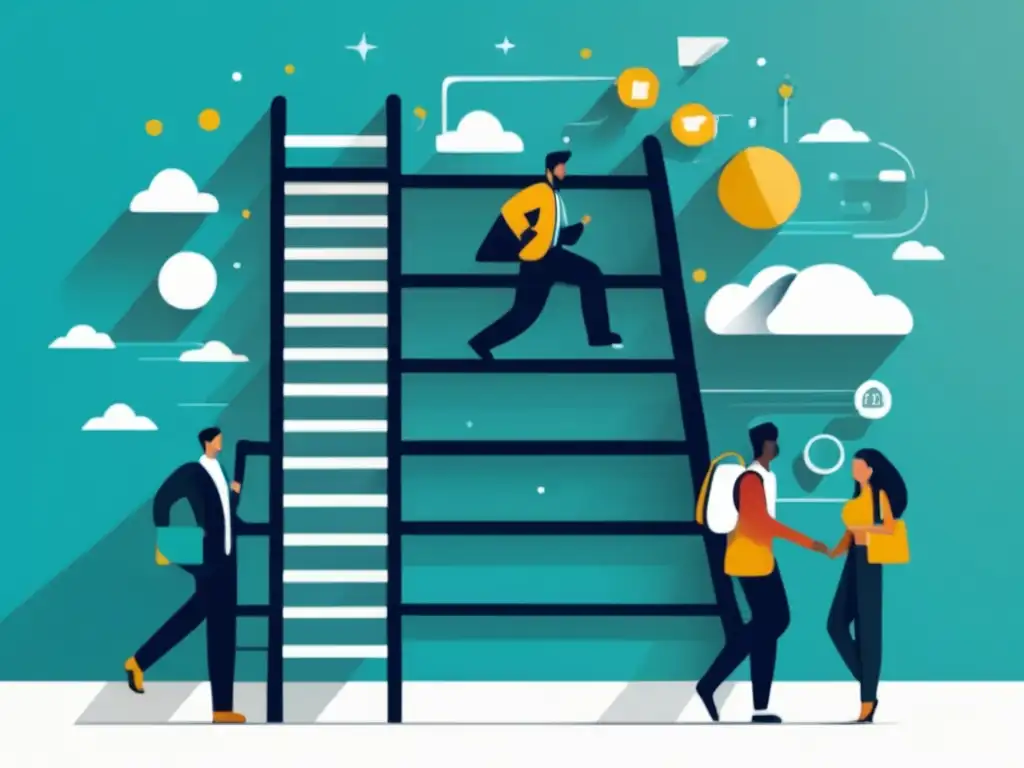 Crecimiento profesional a través de la educación Ilustración moderna de escalera simbolizando el crecimiento profesional a través de la educación superior