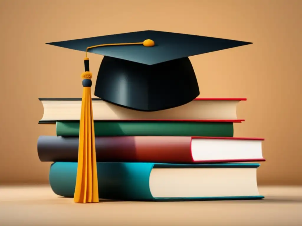 Título: Graduación moderna con libros para becas posgrado