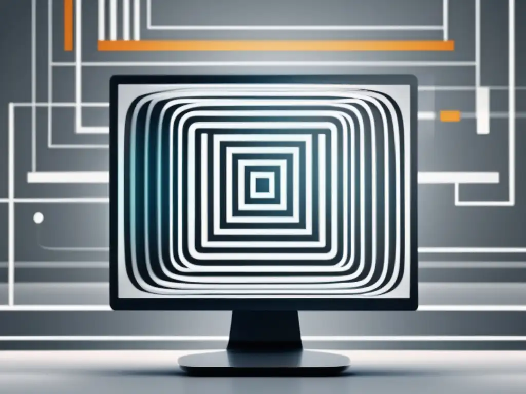Monitor moderno de IA para detectar plagio Monitor moderno con representación abstracta de líneas y formas, simbolizando la importancia de la IA en detección de plagio