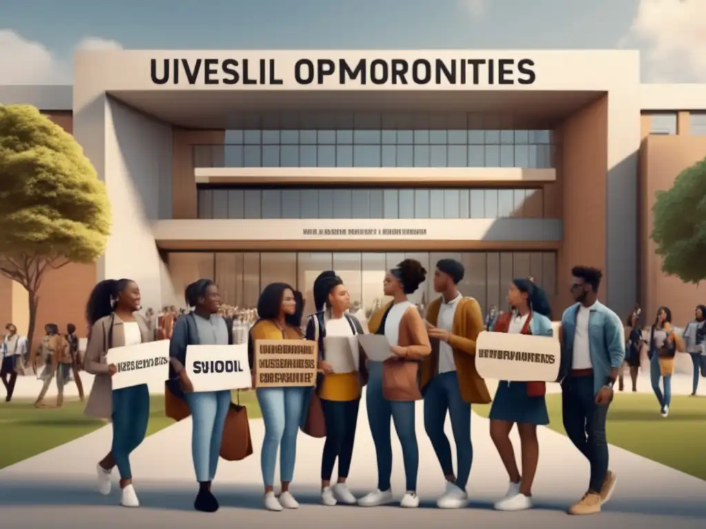 Estudiantes activistas luchando por una educación equitativa Movimientos estudiantiles en admisiones universitarias: estudiantes diversos discuten y protestan por igualdad y transparencia en la universidad