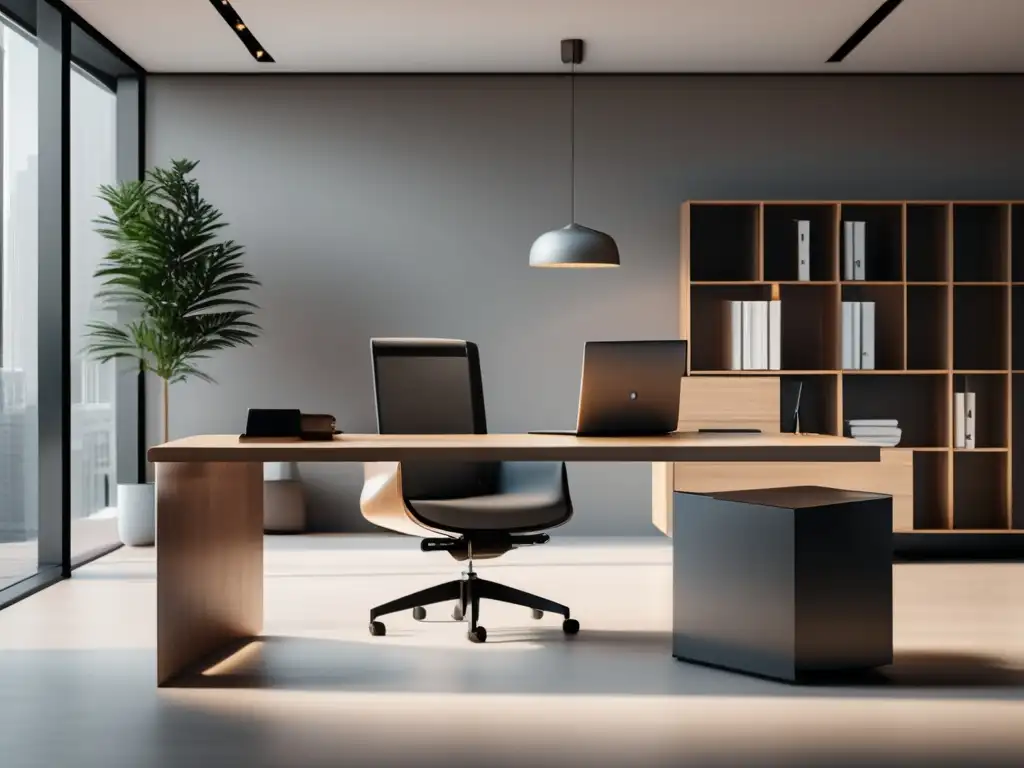 Oficina legal moderna y minimalista Oficina legal moderna con escritorio minimalista y preparación legal exámenes estandarizados