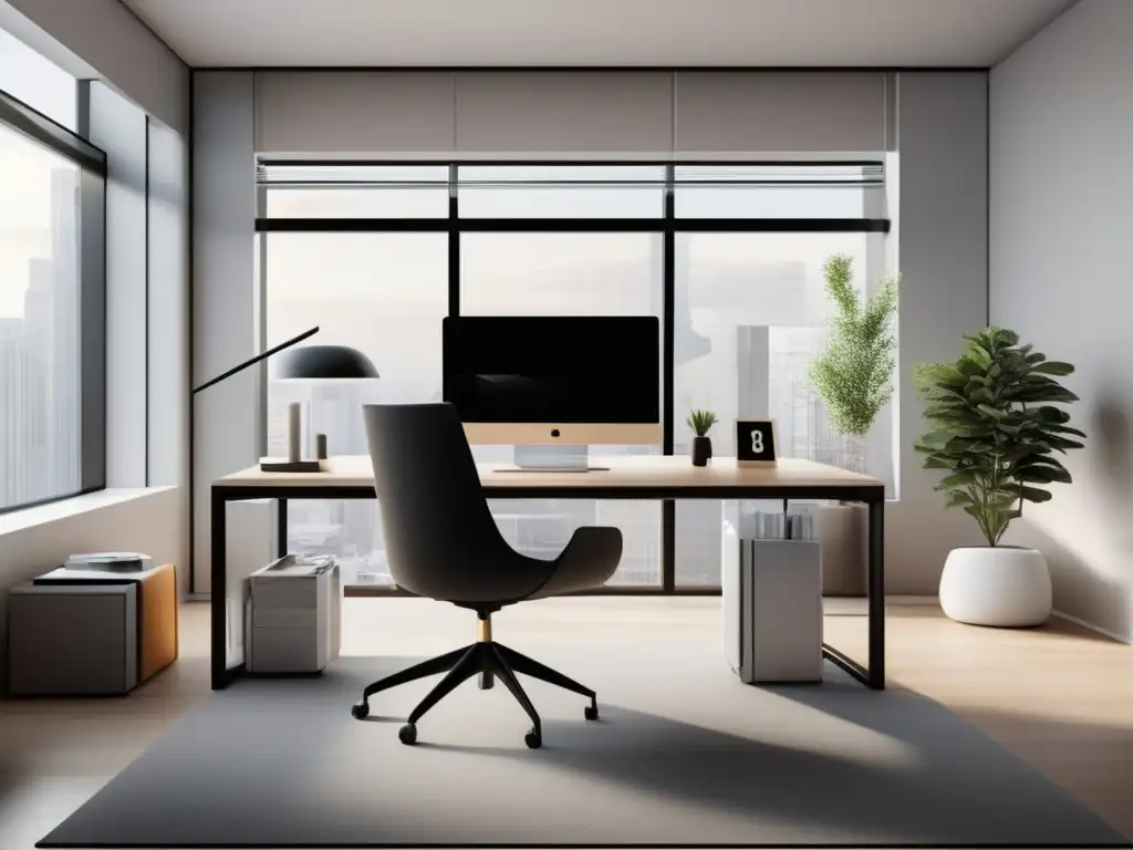 Oficina minimalista con luz natural y espacio de trabajo organizado Oficina moderna con brecha de género en admisiones universitarias
