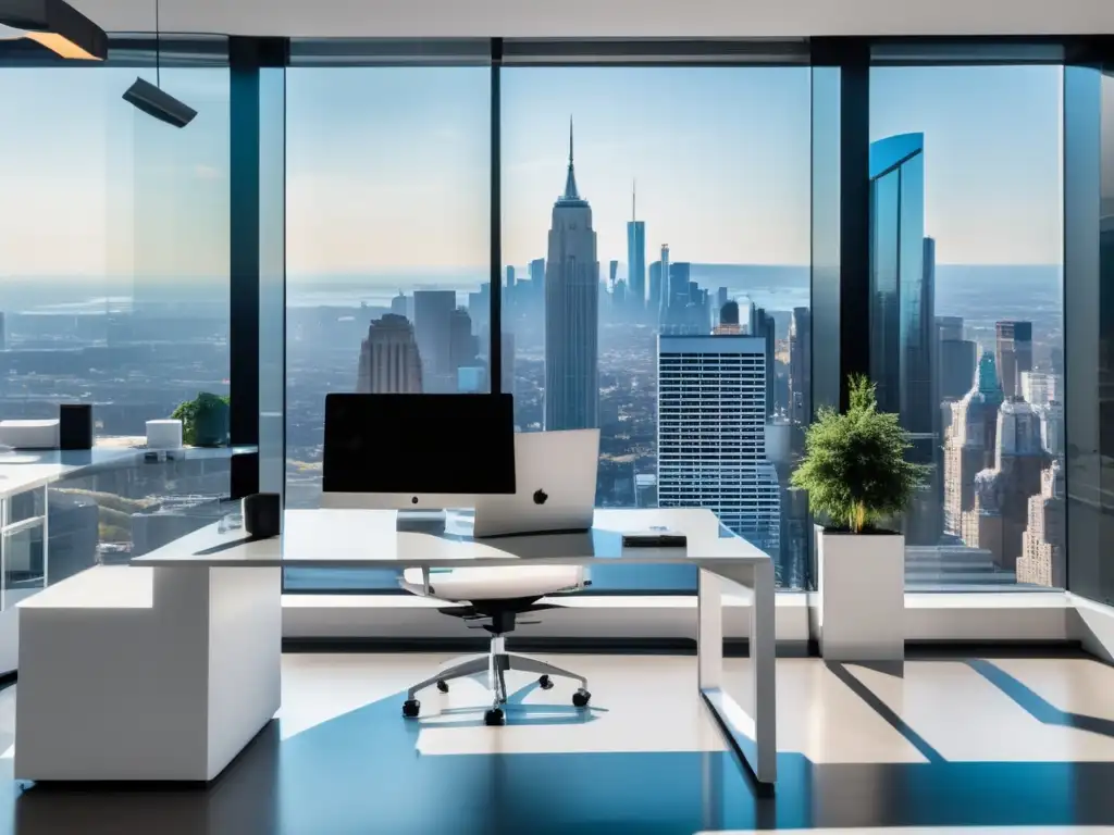 Oficina moderna con vista a la ciudad Oficina moderna con ventanales y vista a la ciudad - Respuestas ideales preguntas frecuentes universidad