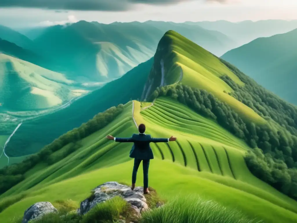 Persona en la cima de una montaña Opciones de carreras basadas en pasiones en la naturaleza