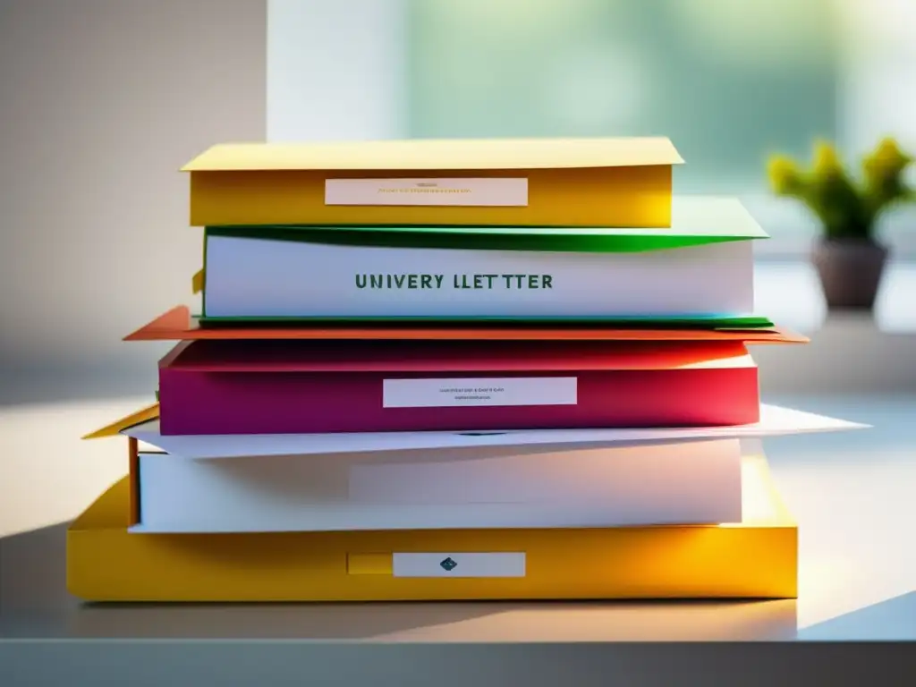 Cartas de aceptación universitaria en escritorio blanco Oportunidades en admisiones universitarias: cartas de aceptación en escritorio blanco
